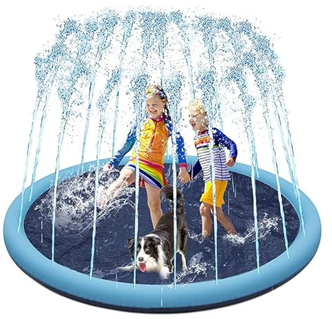 Dog Pool Paddling Pool for Pets,Foldable Sprinkle and Splash Water Play Mat,Fun Backyard Fountain Play Mat for Baby Girls Boys Children or Pet Dog (170cm/66.9in)