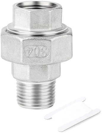 ERGAOBOY 1 PCS 304 Edelstahl Verschraubung，1 BSP Außengewinde x 1 BSP Innengewinde Rohrverschraubung für Wasser/Öl/Gas