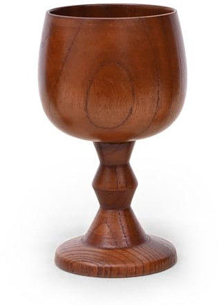 DSDGVDFBV Holz Goblet Vintage, Holz Weinkelch Erstklassige Natürliche Feste Trinkbecher Für Weinlese Kaffee Tee Milch Wasser,Braun