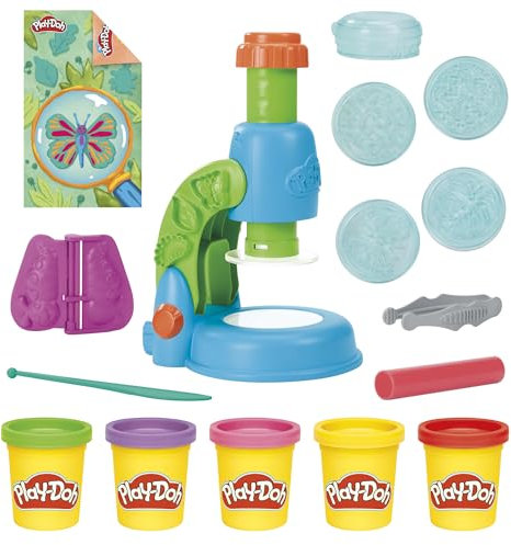 Play-Doh Hasbro, Playset Microscopio Luminoso, Arti e Mestieri Creativi per Bambini e Bambine dai 3 Anni in su, Include 5 Vasetti di Pasta Modellabile e Accessori