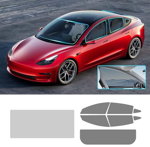 FDAIUN Scheibentönungsfolie für Tesla Model Y 2020-2024 8%/20%/35% VLT PVC Vorgestanzt Autoscheiben Tönungsfolie zubehör Schwarz (Kompletter Satz 80% VLT Frontscheibe 35% VLT andere 8Stk)