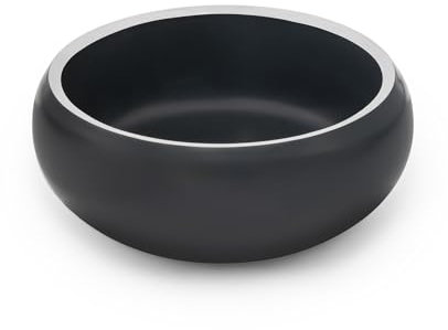 lionto Futternapf aus robustem Edelstahl, 360 ml, lebensmittelechter Hundenapf mit rutschfesten Silikonpads, rostfreier Wassernapf für Hunde & Katzen, gewölbt, schwarz