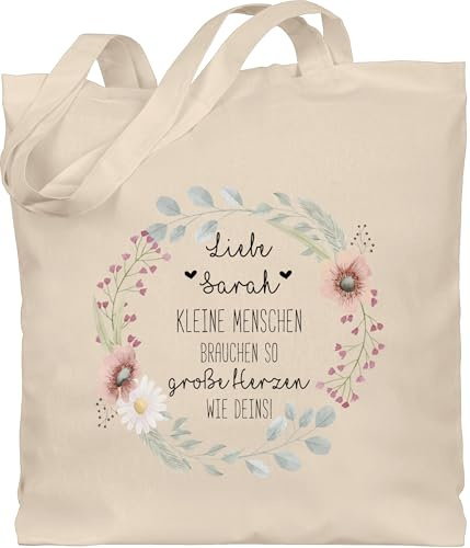 Geschenk mit Namen personalisiert by Shirtracer - Baumwolltasche - Erzieher - Kleine Menschen brauchen so große Herzen wie deins | Erzieherin Geschenk | Tagesmutter Geschenke | Krippe