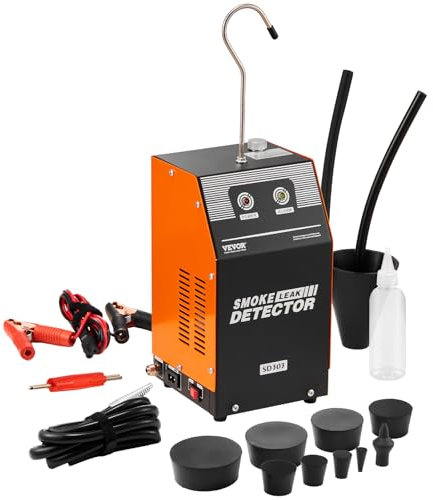 VEVOR Máquina Detectora de Fugas de Humo para Automóvil de 8 L/min, Modo de Aire en Modo Humo, con Bombas de Aire, con Una Amplia Variedad de Accesorios, para Varios Vehículos, 155 x 170 x 290 mm