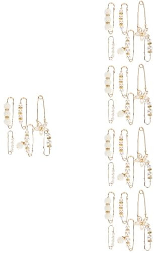 5 Sätze Taillenstift Schmucknadel Perlenbrosche Sicherheitsnadelbrosche Broschen Für Kleidung Sicherheitsnadel Für Hosen Sicherheitsnadel Für Pullover Legierung Golden 6 Stück * 5 BESTYASH