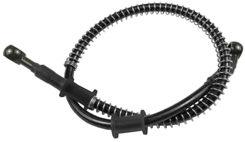 MOCNT Nero 80cm Tubo Olio Freno Moto 28 Gradi Tubo Freno Olio Idraulico Frizione Motocross Tubo Flessibile Olio Freno Rinforzato Intrecciato in Acciaio Cavo Linea con Molla