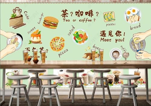 rskjdghshd Papier Peint Photo Personnalisé 3D Mur De Fond De Thème De Restaurant De Café-Restaurant De Thé Au Lait-400Cmx280Cm