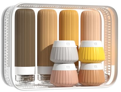 Reiseflaschen für Toilettenartikel, 8 Stück Reiseflaschen zum Befüllen, Silikon Reiseflaschen, Reiseset Flüssigkeiten Set Travel Essentials Nachfüllbare Reisegröße Flaschen, Reise Gadgets
