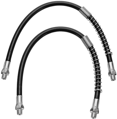 sourcing map 2Pcs Grease Gun Hose 15.7 10000 PSI Spring Flex High Pressure Quick Release Grease Replacement with Coupler 1/8 NPT Threads for Grease Gun, Black