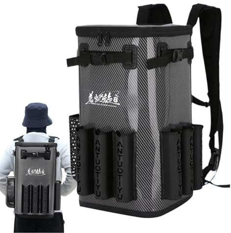 Generisch Angelrucksack mit Rutenhalter, Tackle-Box-Rucksack - wasserdichte 49L Angeltasche Angelrucksack mit Rutenhalter | Große Aufbewahrungstasche Sling Tackle Rucksack für Angelausrüstung
