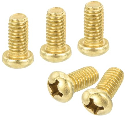 uxcell 12Pcs Brass Machine Screws, M6x12mm Phillips Pan Head Fastener Machinery Bolts, Pan Head Fastener Bolts for Furniture, Office Equipment, Electronics, Brass Tone