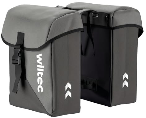 WilTec Sacoche Double étanche pour Porte-Bagages – capacité de 35 L – avec Housse de Pluie – pour vélos et vélos électriques – Sac de Bicyclette – Cyclisme, Courses, Excursions