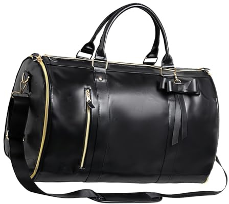 Convertible Garment Bags, Carry- Duffle Bag, Convertible Travel Duffel, erweiterbare Suitcase Travel Sack, 50,1 x 30 x 30,5 cm, ideal für Business und Urlaub, Rosa und Schwarz, Schwarz, Se référer