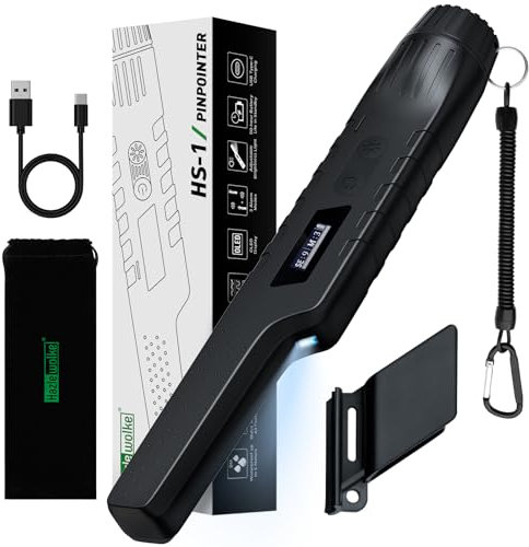 Hazlewolke Pinpointer Metalldetektor Aufladbar - Pinpointer Vollständig Wasserdicht mit Einer Taste Störungsbeseitigung, Superhet-Tec Pin Pointer Metallsucher Zubehör für Erwachsene & Kinder