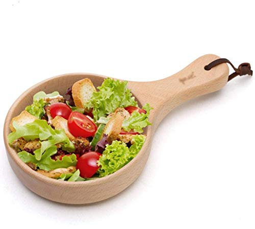 CEHJZQRPL Saladier, Ramen Bowl, Bol à soupe en bois avec poignée, anti-brûlure, nouilles instantanées épaisses de style japonais, salade naturelle