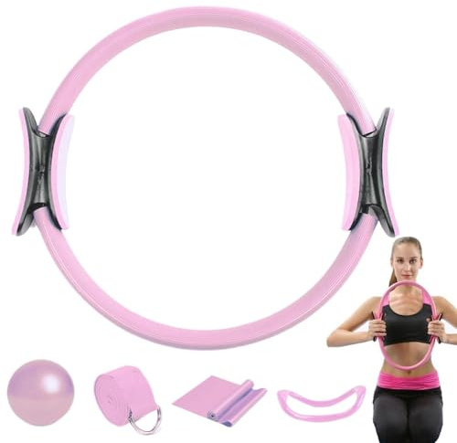 Genérico Pilates Ring Set, Kit Pilates en Casa, 5 Piezas Equipo de Pilate con Pelota y Bandas Resistencia para Estiramiento y Fortalecimiento del Core, Accesorios Pilate para Casa