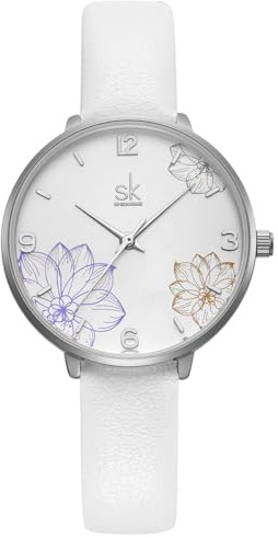 Alienwork SK Armbanduhr Damen Blumen Elegant