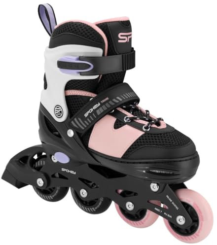 Kinder Inliner Verstellbar für Mädchen und Jungen - Inline-Skates Größenverstellbar - 4 Rollen aus PU - ABEC7 Kugellager - SPOKEY Trixie (Rosa, 39-42)