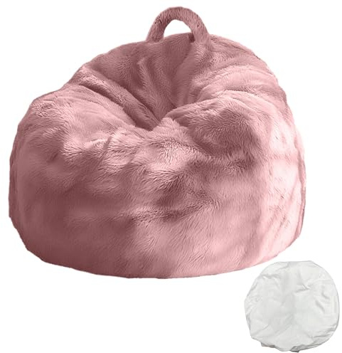 Bean Bag Chair Cover 4FT Fluffy Soft Velvet Storage Sofa, DIY Floor Giant Fur Bean Bag Chair Cover for Kids & Adults, Machine Washable, Upgrade Durable Zipper No Fillers, Rubber Powder