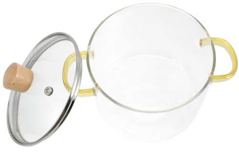 Alipis Marmite à Soupe en Verre Transparent avec Couvercle Résistante Chaleur 2 Poignées Ustensiles Cuisine Nouilles Instantanées 3L