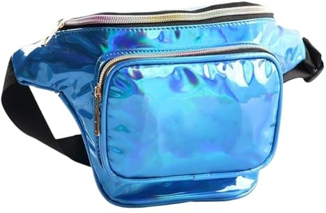 Bauchtasche Glitzer Holografische Gürteltasche for Damen und Herren, Wasserabweisende Umhängetasche mit Mehreren Taschen und verstellbaren Gürteln(Blue)
