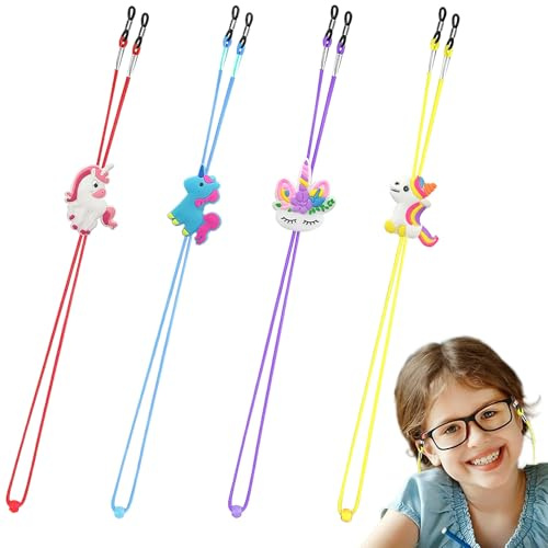 JeeGoWooss Eyeglasses Strap Eyewear Retainer, Kids Glasses Holder Strap, Mask Chain Lanyard Cord, Unicorn Adjuster, Spectacles Cord for Boys and Girls (Style Random)