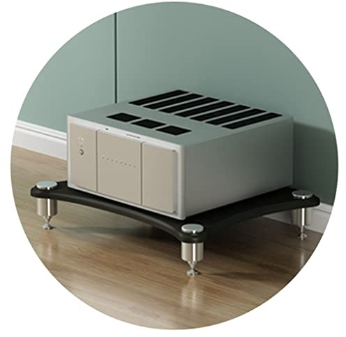 Armoire audio HiFi avec pieds absorbant les chocs - Rack de divertissement multicouche pour TV et composants vidéo - Noir élégant - 60 x 48 x 10 cm - Parfait pour home cinéma et systèmes audio