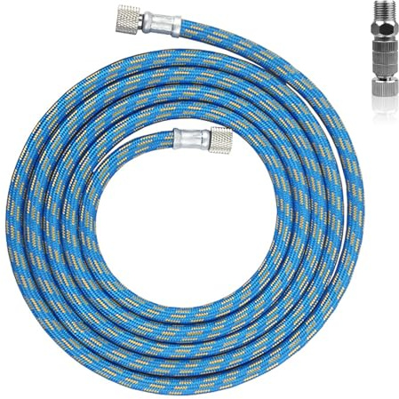 LWLWA 3m Manguera Compresor Aire, Compresor Azul Manguera Aire Comprimido, Mangueras de Aerógrafo, con Conectores Estándar G1/8 en Ambos Extremos, con Conectores Rápidos G1/8