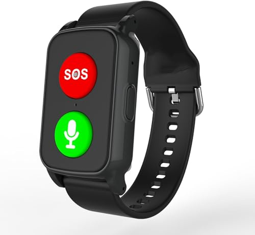 Yihou Fall Detection Smart Watch for Seniors Fall Alert Watch with GPS Track SOS Heart Rate Monitor Long Lasting Battery for Android iOS Black