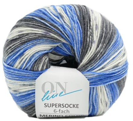 Online Garne Supersocke Sockenwolle 6-fach Merino Color | Strumpfwolle 6-fädig mit Merinowolle | 150g dickes Sockengarn mit Farbverlauf | 75% Wolle, 25% Polyamid (3160)