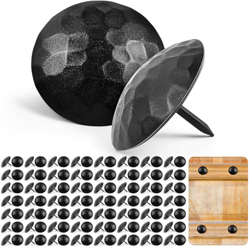 Otoolling 120 Pcs 1 Inch Large Iron Clavos Decorative Nails Iron Antique Clavos Fasteners Ornamental Rustic Accent for Wood Doors, Shutters, Faux Wood Beams, Gates and Furniture (Black)