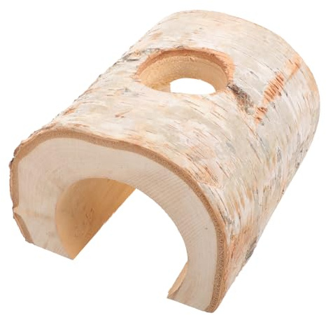 HIAKDOFT Handmade Birch Wood Hamster Hideout Tunnel Natural Wooden Rat Tube for Guinea Pigs Gerbils Small Animal Hideaway and Chew Lightweight Portable Pet Shelter with Inner