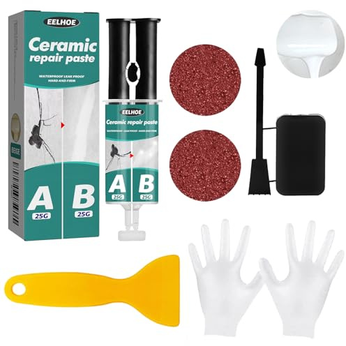 Hyleara 50g Keramik Reparaturset Weiß für Waschbecken und Emaille | Emaille Reparaturset, für Porzellan, Keramik und Acryl, für Risse, Sprünge und Löcher an Badewannen und Duschwannen