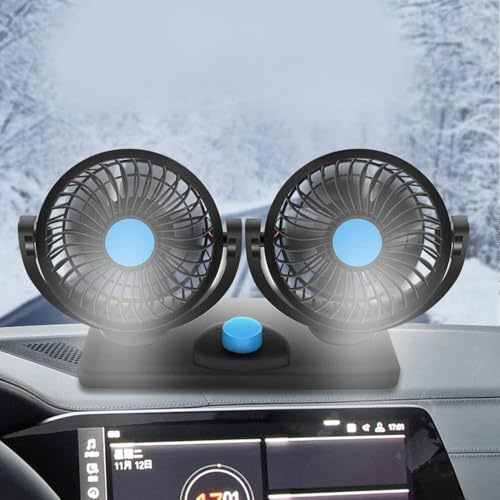 LUCKDANO Mini Ventilateur de Voiture Ventilateur de Refroidissement à Double Tête électrique USB avec Rotation à 360 ° et 4 Vitesses de Vent – ​​parfait pour les Voitures, Camions, SUV, Camping-cars
