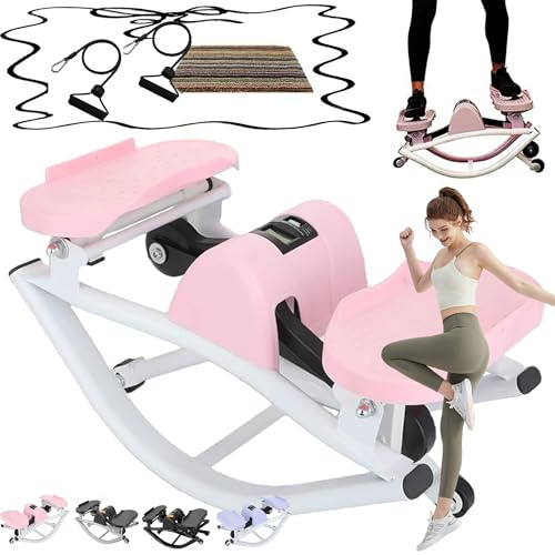 Rock Stepper Máquina De Ejercicio Lateral Máquina De Step Stepper Fitness Máquina Rock Stepper De Lado A Lado con Bandas De Resistencia& Pantalla LED Máquina De Ejercicios para El Hogar Cuerpo