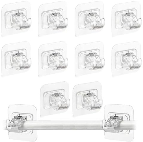 10Pcs Self Adhesive Curtain Rod Bracket, Nail Free Adjustable Rod Bracket Holders, No Drill Towel Rod Fixing Rod Holder, Sticky Curtain Pole Brackets for Home Kitchen Bathroom Hotel