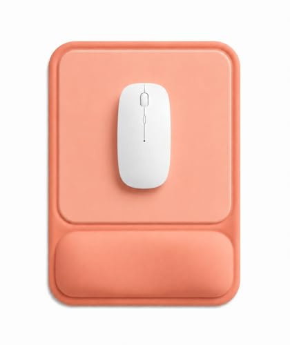 Giecy Tapis de Souris Ergonomique avec Repose-Poignet Creusé Gel, Design Anti-Pression, Base Antidérapante, Confort Amélioré Bureau & Gaming (Orange)