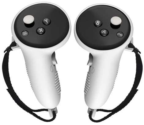 1 Pair Controller Grips Case for Meta Quest 3/3S, Anti-Slip Grip and Protection for VR Gaming, Ergonomic Design with Adjustable Soft Strap Easy Installation (White)