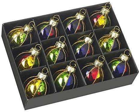 Heaven Sends Multi Coloured Glass Bauble Christmas Tree Decorations. Set of 12