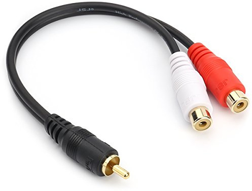 JSJ RCA (M) to 2 RCA (F) Stereo Audio Y Adapter Subwoofer Cable (24k Gold Plated) 1 Male to 2 Female Y Splitter Connectors Extension Cord (20CM/0.5FT)
