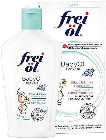 frei öl BabyÖl, essbar, 100 % natürliche Inhaltsstoffe; begleitend bei Neurodermitis (Babys, Kinder, Erwachsene), parfümfrei, schützt vor Wundwerden, von Hebammen empfohlen, vegan, 140 ml