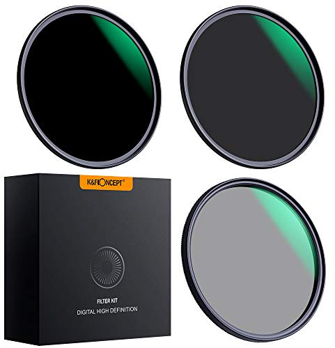 K&F CONCEPT 62mm CPL Polarising ND Filter Set ND8 ND64 Camera Lens Filter | HD Multi-Coated Optical Glass Waterproof, Fixed ND No Black X, for Landscape Long Exposure Photography Nano-D Series FS503