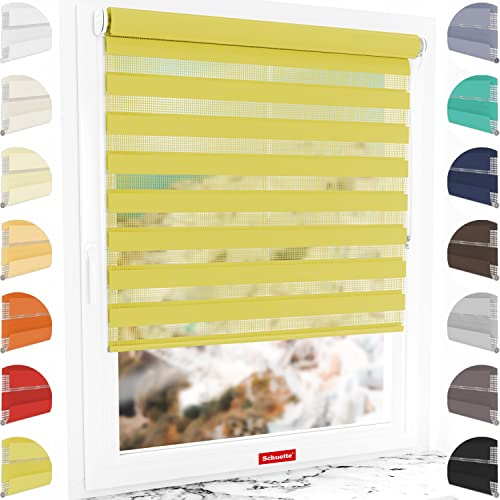 Schuette® Rollo ohne Bohren & mit Bohren 2in1 ● Tag & Nacht Doppelrollo Kollektion: Sour Lime (Gelb) ● 45 x 130 cm (Breite x Höhe) ● Suprafix Klemmrollo = Klemmfix 2.0 ● 60s Montage mit Video