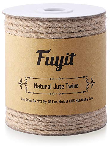 Fuyit Corda Canapa 4mm, 98 Piedi Naturale Biodegradabile Spago Juta per Fiorai, Artigianato artistico, Decorazione, Imballaggio, Giardino