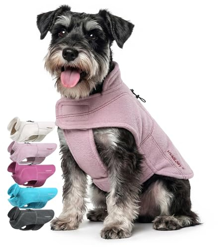 VIVAGLORY Wintermantel Hund Softpad Fleecejacke Hundemantel, M, Rosa | Hundemantel Hundejacke Fleecemantel mit Bauchschutz, Fleece Reflektierend Verstellbar Softshell für Hund