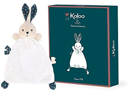 KALOO - K'Doux - Doudou Hase Nature - Weiß und Blau - Mulltuch-Material - 20 cm - Ab Geburt, K969950
