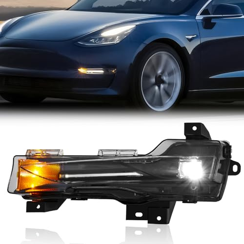 TODO LED Fog Light Assembly Compatible with 2017-2022 Tesla Model 3/2019-2024 Model Y, OEM Front Fog Lamp Left Driver Side Replacement 1077391-00-E