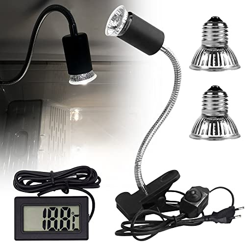 LUFEIS Lampada Riscaldante per Tartarughe, UVA UVB Lampada Riscaldante, Lampa-da Rettile e Anfibio con 3 Lampadine 25W, 50W, 75W, e 1 Termometro per Rettile, Anfibi, Tartaruga, Lucertola, Serpente