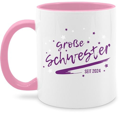 Tasse Tassen 325ml - Große Schwester seit 2025-325 ml - Rosa - beste schwestern sister grosse sis big geschenk für geschenke best fuer verkünden mit namen groß grose größe