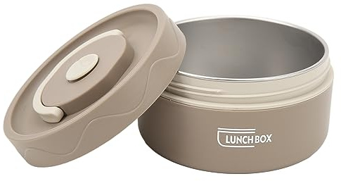 Marmite Thermique Portable 420 Ml Double Couche en Acier Inoxydable 304 de Forme Ronde, Récipient à Déjeuner Thermique pour Profiter de Repas Chauds N'importe où (Style four à